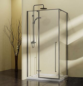 Душевой уголок Vincea Slim-N VSR-5SN1010CLGM 100х100 стекло прозрачное профиль вороненая сталь без поддона