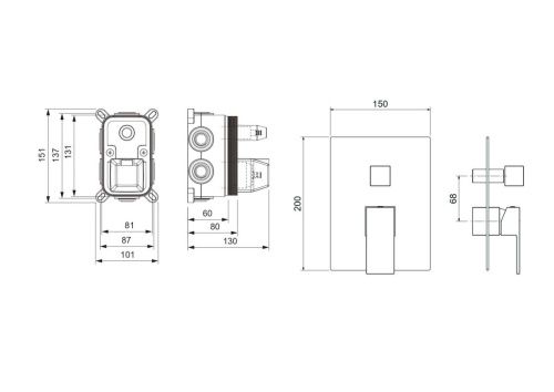 Смеситель для ванны Aquatek ЛИБРА AQ1647CR встраиваемый в стену хром - фото 3