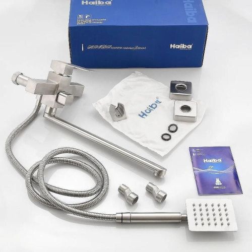 Смеситель для ванны и душа Haiba HB803 HB22803 настенный нержавеющая сталь - фото 2