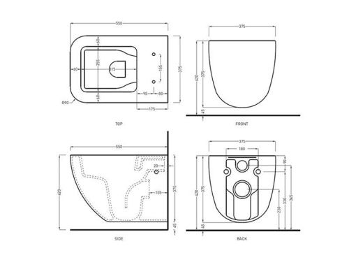 Чаша унитаза подвесная CIELO Shui Comfort SHCOVSK цвет белый без сиденья безободковая смыв торнадо - фото 3