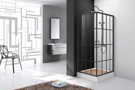 Душевой уголок Cerutti SPA MUZA90 90х90 стекло с рисунком профиль черный без поддона