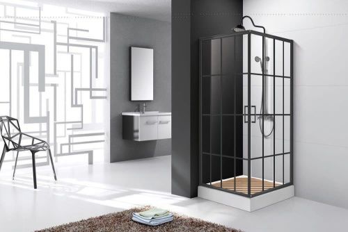 Душевой уголок Cerutti SPA MUZA90 90х90 стекло с рисунком профиль черный без поддона - фото 4