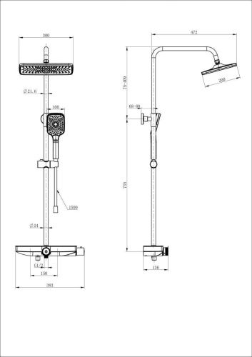 Душевая стойка Wonzon & Woghand WW-B3098-A-CR настенная цвет хром с термостатом - фото 2