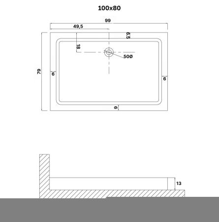 Душевой поддон из ABS-пластика Niagara Eco NG-P1080-14Q 100х80 белый с ножками