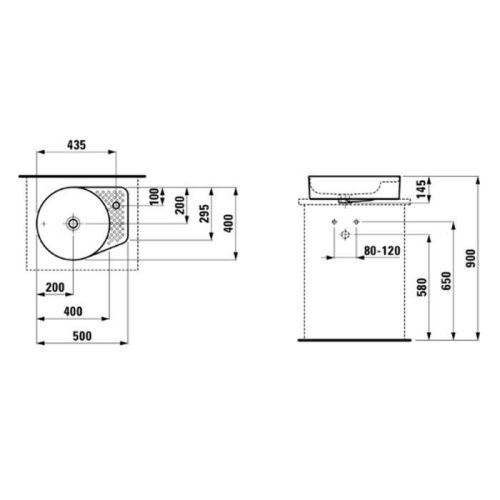 Раковина керамическая Laufen VAL 8.1228.1.000.104.1 50 см накладная цвет белый 1 отверстие под смеситель - фото 2