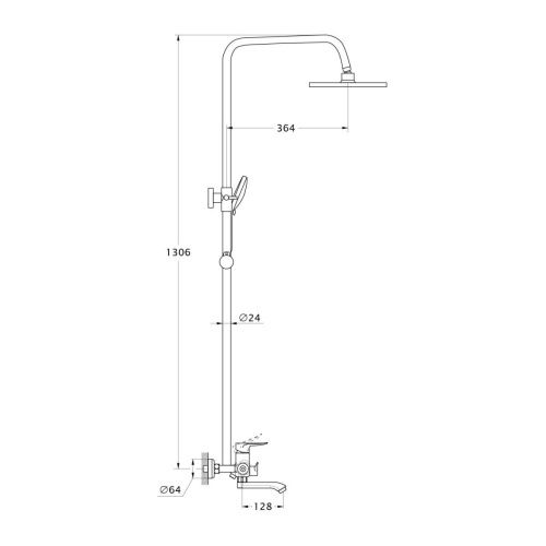 Душевая стойка G.Lauf GOB16-A134 настенная цвет хром - фото 3