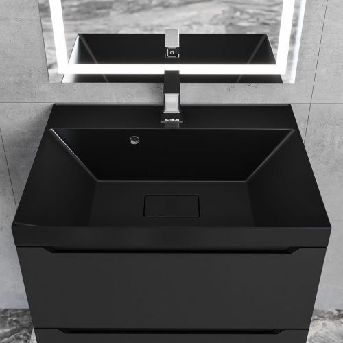 Раковина из искусственного камня Uperwood Classic New RClassicNew60bg 60х50 полувстраиваемая цвет черный - фото 3