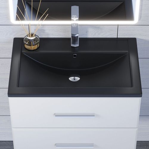 Раковина из искусственного камня Uperwood Foster Quartz 291030034 70х50 полувстраиваемая цвет черный - фото 4