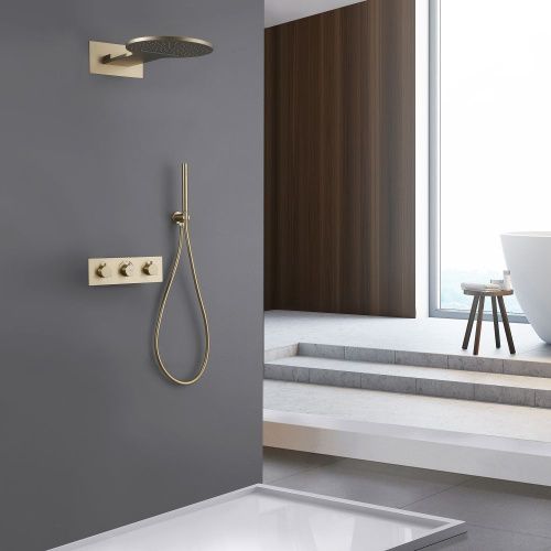 Душевая система Abber AF8151G встраиваемая в стену цвет золото с термостатом - фото 2