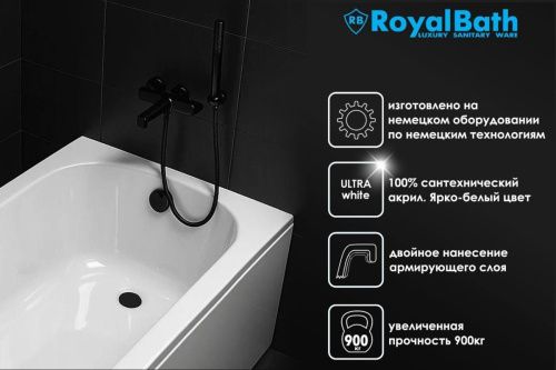 Ванна акриловая Royal Bath FATO RB326100DL 170х85 пристенная прямоугольная с каркасом - фото 3