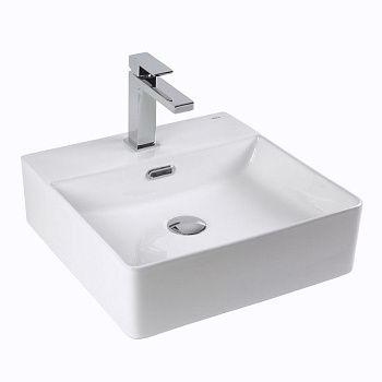Раковина из сантехнического фарфора Bond Cube S02-420 40х40 накладная цвет белый 1 отверстие под смеситель