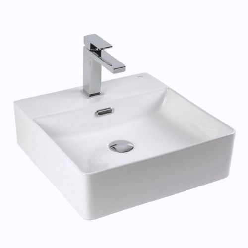 Раковина из сантехнического фарфора Bond Cube S02-420 40х40 накладная цвет белый 1 отверстие под смеситель