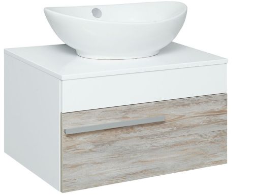 Тумба под раковину Runo ВУДЛАЙН 00-00001009 70х50 подвесная цвет серый/белый - фото 2