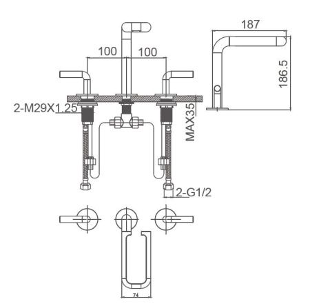 Смеситель для раковины Wonzon & Woghand Loop WW-131-00-508 на столешницу черный