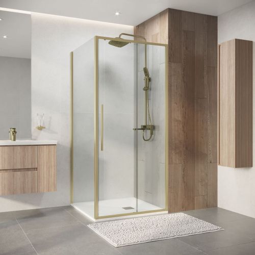 Душевой уголок Niagara Nova NG-44-9ASG-A90SG-34 90х90 стекло прозрачное профиль золото без поддона - фото 3