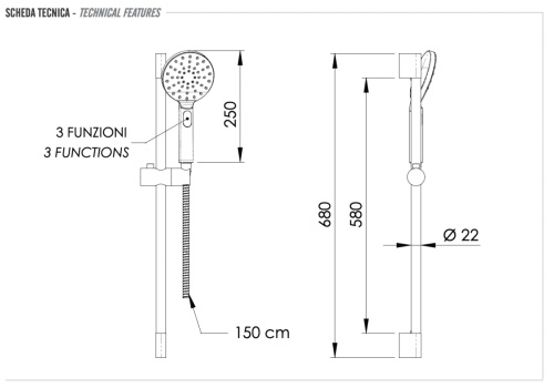Душевой гарнитур Remer  315L318MP настенный хром - фото 2