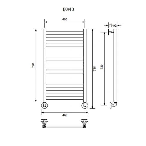 Полотенцесушитель водяной Veconi Vero-B V8040GR-B 40х80 серый - фото 3
