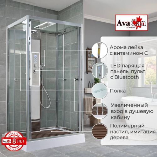 Душевая кабина AvaCan Z Z1912LED 120х90 прямоугольная с крышей ориентация универсальная - фото 2