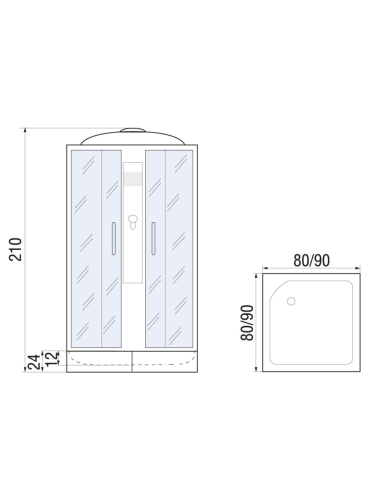 Душевая кабина River QUADRO 10000002437 90х90 квадратная с крышей ориентация универсальная - фото 2