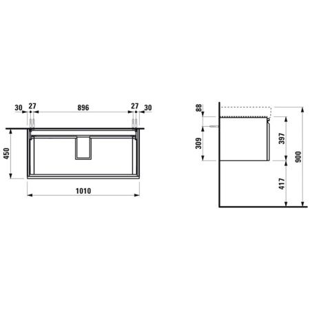 Тумба под раковину Laufen Pro 4.8355.2.096.463.1 100х50 подвесная цвет белый