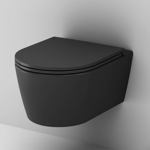 Унитаз подвесной Am.Pm Func C8F1700MBSC черный с сиденьем микролифт безободковый каскадный смыв - фото 5