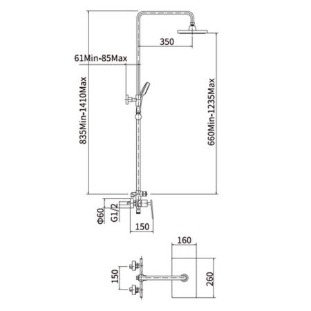 Душевая стойка Fashun A2457 настенная цвет хром