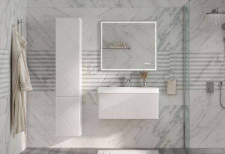 Тумба под раковину Velvex EDGE tp.EDG.9696.80.1Y белый глянец 80х40 подвесная цвет серый