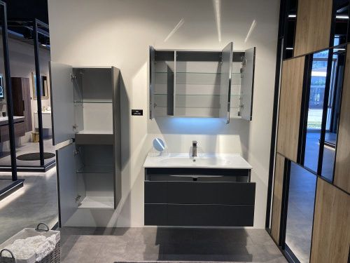 Тумба с раковиной Orka Likya 5002491 80х50 подвесная цвет черный - фото 5