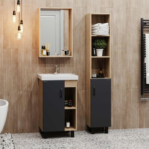 Тумба под раковину Onika Тимбер 105035 50х40 напольная цвет белый/бежевый - фото 4