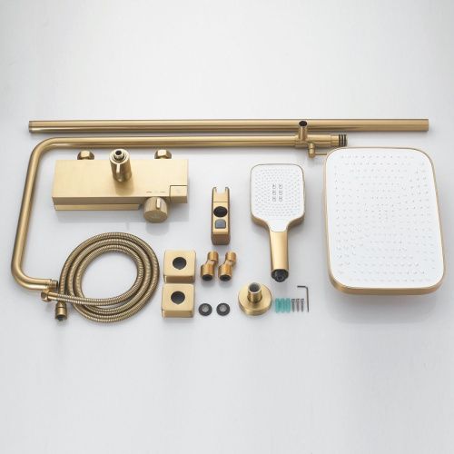 Душевая стойка Rose R1896G настенная цвет золото с термостатом - фото 4