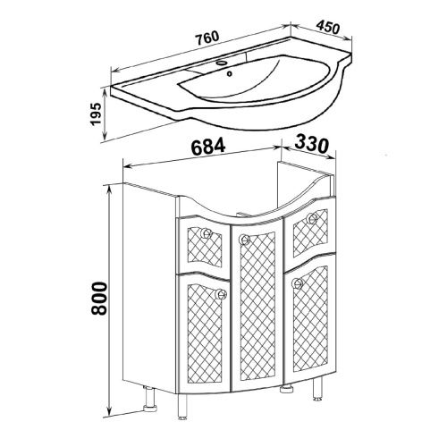 Тумба под раковину Runo Милано УТ000002088 70х30 напольная цвет белый - фото 4