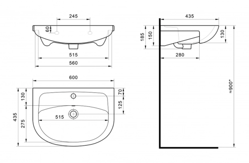 Раковина мебельная керамическая Santek Эллада 60 1.WH11.0.198 60х40 накладная цвет белый - фото 4