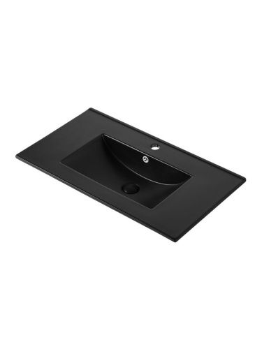 Раковина из сантехнического фарфора Orange B03-800B 80х50 встраиваемая цвет черный - фото 2
