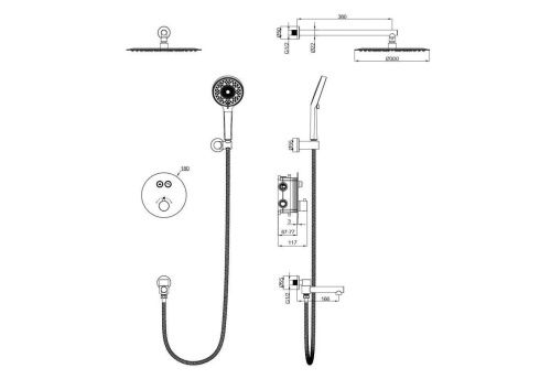 Душевая система Wonzon & Woghand WW-88929010-BG встраиваемая в стену цвет золото с термостатом - фото 2