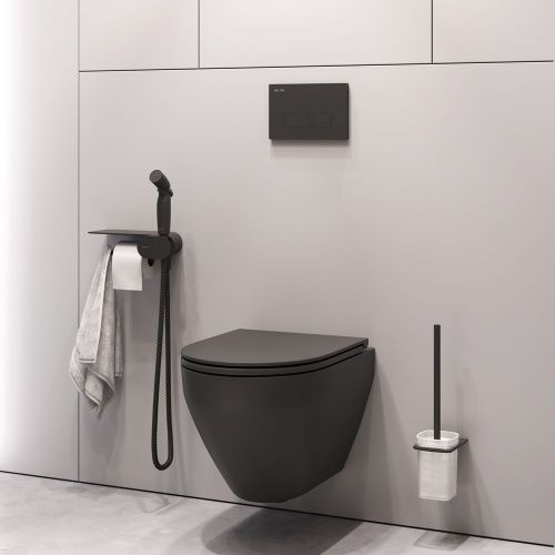 Унитаз подвесной Am.Pm Spirit V2.0 CK70H1103B черный с сиденьем микролифт безободковый каскадный смыв - фото 3