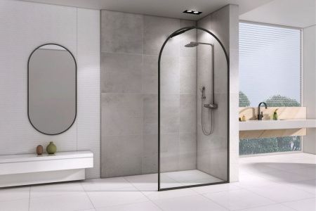 Душевая перегородка Abber Immer Offen AG64120B 120х200 стекло прозрачное профиль черный