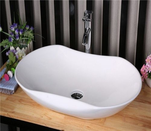 Раковина из сантехнического фаянса CeramaLux 9175 70х40 накладная цвет белый без отверстий под смеситель - фото 4