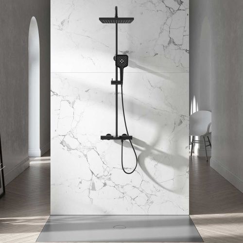 Душевая стойка Vincea Next VSFS-1N1TMB настенная цвет черный с термостатом