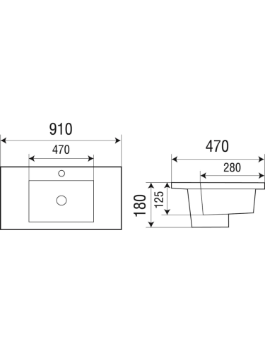 Раковина из сантехнического фаянса WeltWasser WW SK 10000003903 90х50 подвесная цвет белый 1 отверстие под смеситель - фото 3