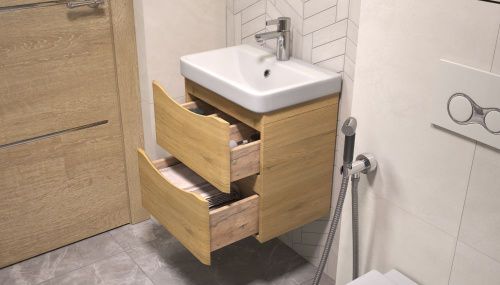 Тумба под раковину Velvex CLAY 370 50х30 подвесная цвет бежевый - фото 4