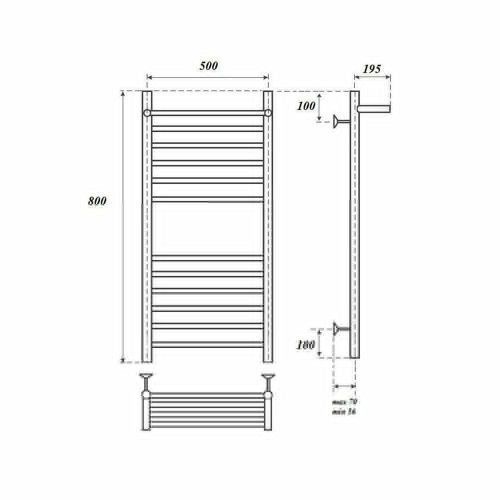 Полотенцесушитель водяной Point Аврора Премиум PN10158SP 55х80 хром - фото 2
