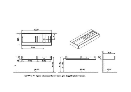 Тумба под раковину Vitra Origin 65684 120х50 подвесная цвет коричневый - фото 2