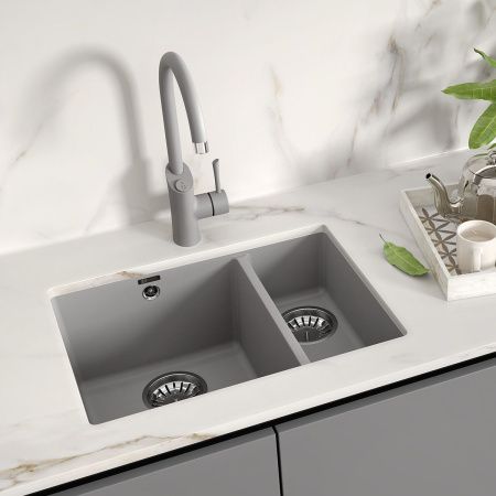 Кухонная мойка LeMark Sinara 550.2-u 9910083 55х40 цвет серый поверхность матовая
