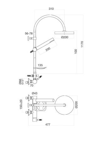Душевая стойка Fiore 44CR5189 настенная цвет хром