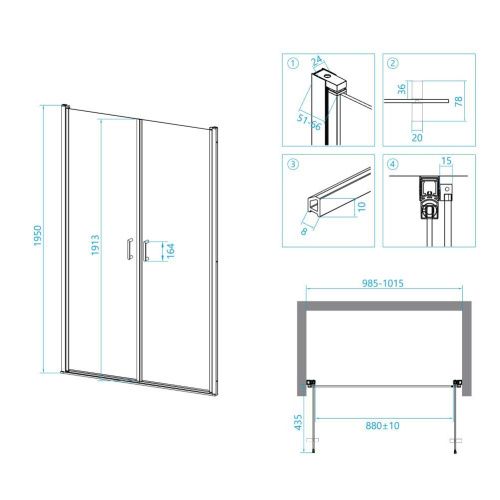 Душевая дверь RGW Leipzig 06120600-11 100х195 стекло прозрачное профиль хром - фото 3