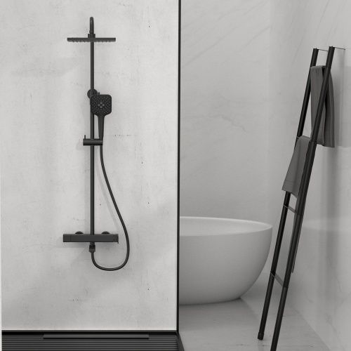 Душевая стойка Vincea Cube VSFS-1C1MB настенная цвет черный с термостатом - фото 2