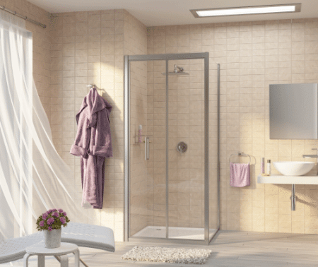 Душевая дверь Wasserkraft Weser 78F 78F12 100х200 стекло прозрачное профиль хром