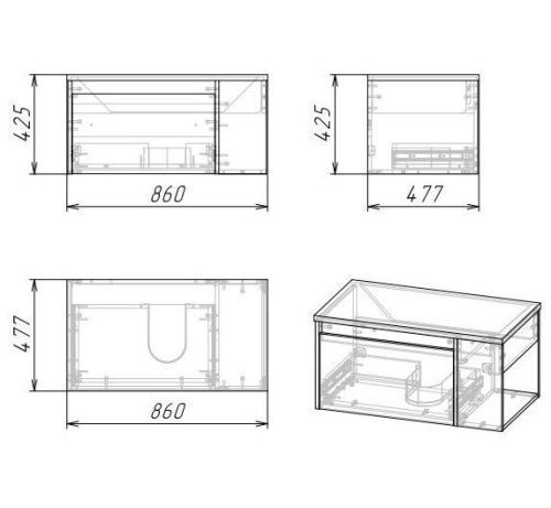 Тумба под раковину Grossman Тенза 108503 90х50 подвесная цвет коричневый - фото 4
