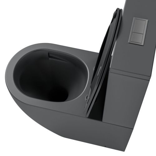 Унитаз напольный с бачком Grossman Торнадо GR-4494GMSQ серый с сиденьем микролифт безободковый смыв торнадо - фото 4