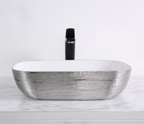 Раковина из сантехнического фаянса CeramaLux D1333H131 50х30 накладная цвет хром без отверстий под смеситель - фото 3